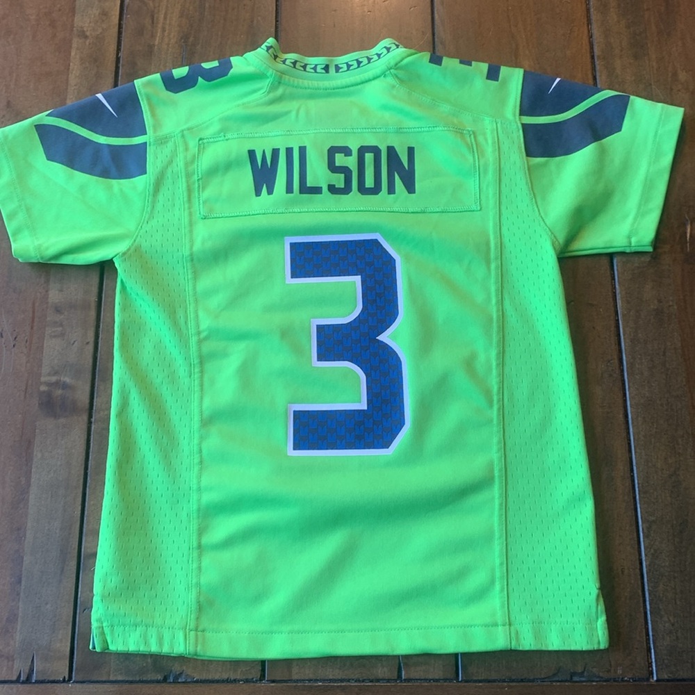 Russel Wilson neon green kids jersey size S/8